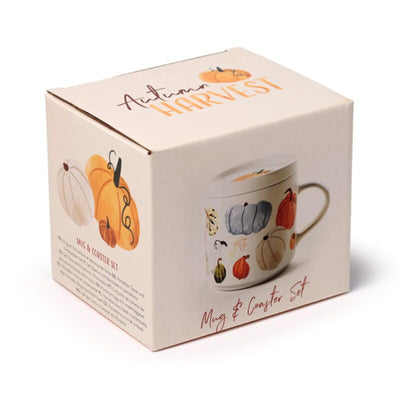 Autumn harvest porselein mok met onderzetterdeksel set