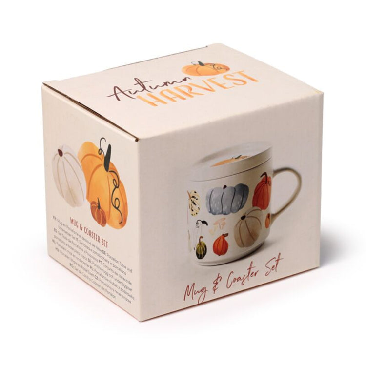 Autumn harvest porselein mok met onderzetterdeksel set