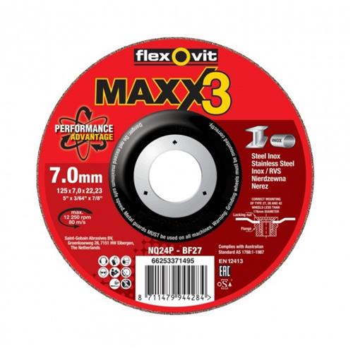 Flexovit abs maxx 3 inox 125x7x22.23 nq24p t27 | 10 stuks