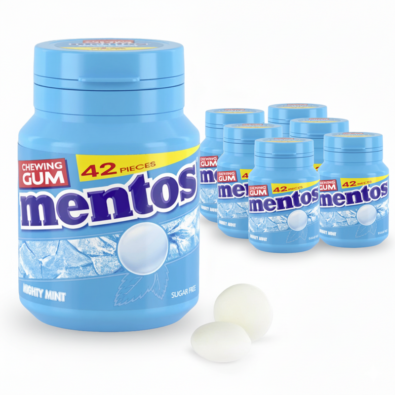 Mentos kauwgom mighty mint bottle (6x 42 stuks)