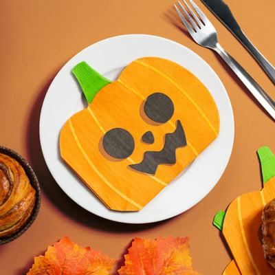 Halloween pompoen pak van 12 3-laags papieren feestservetten