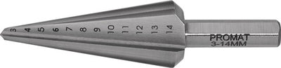 Promat tecwerk getrapte plaatboor | boorbereik 3-14 mm | hss totale lengte 58 mm | snedeaantal 2 - 4000862031
