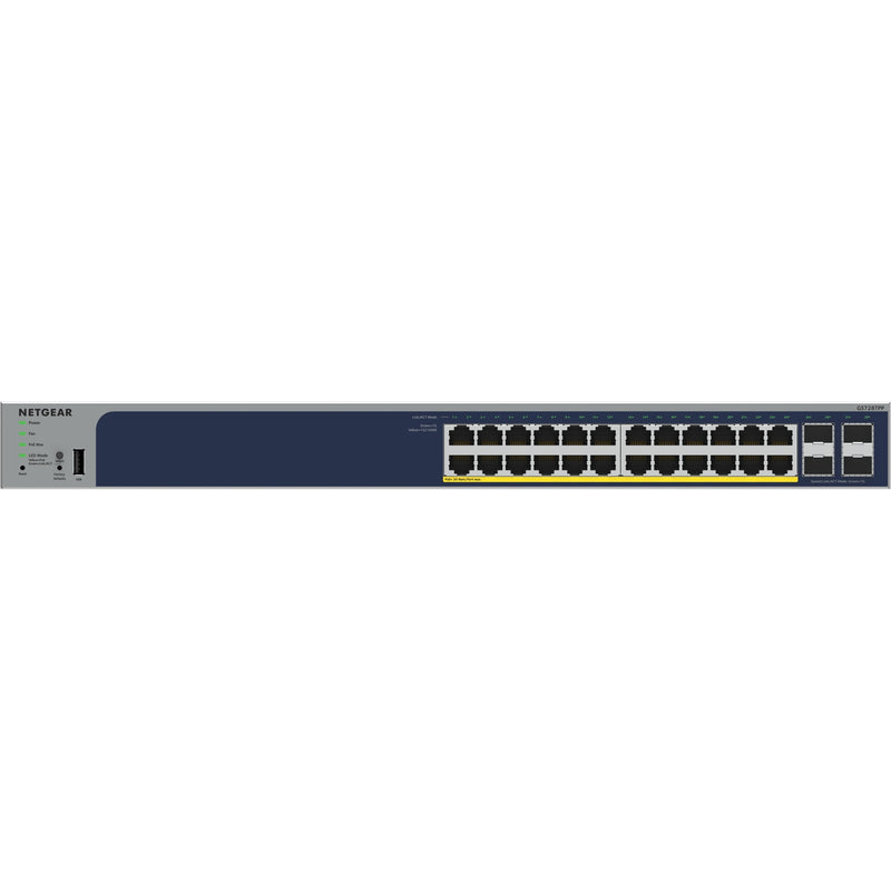 Netgear 24-port gigabit ethernet poe+ smart switch with 4 sfp ports (gs728tppv3)