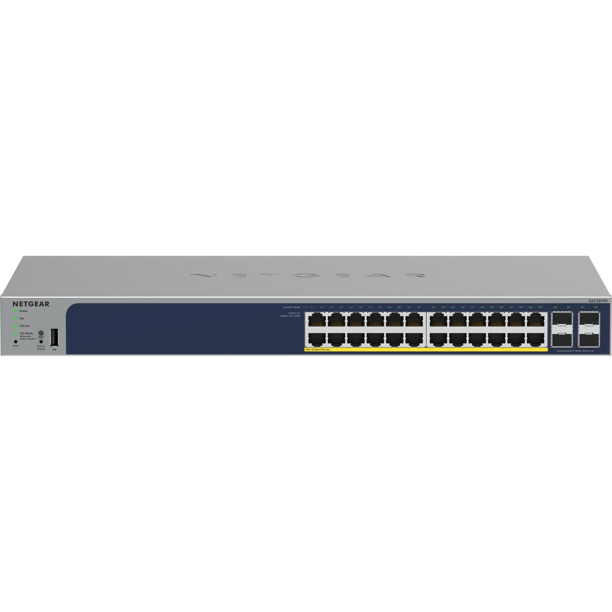 Netgear 24-port gigabit ethernet poe+ smart switch with 4 sfp ports (gs728tppv3)