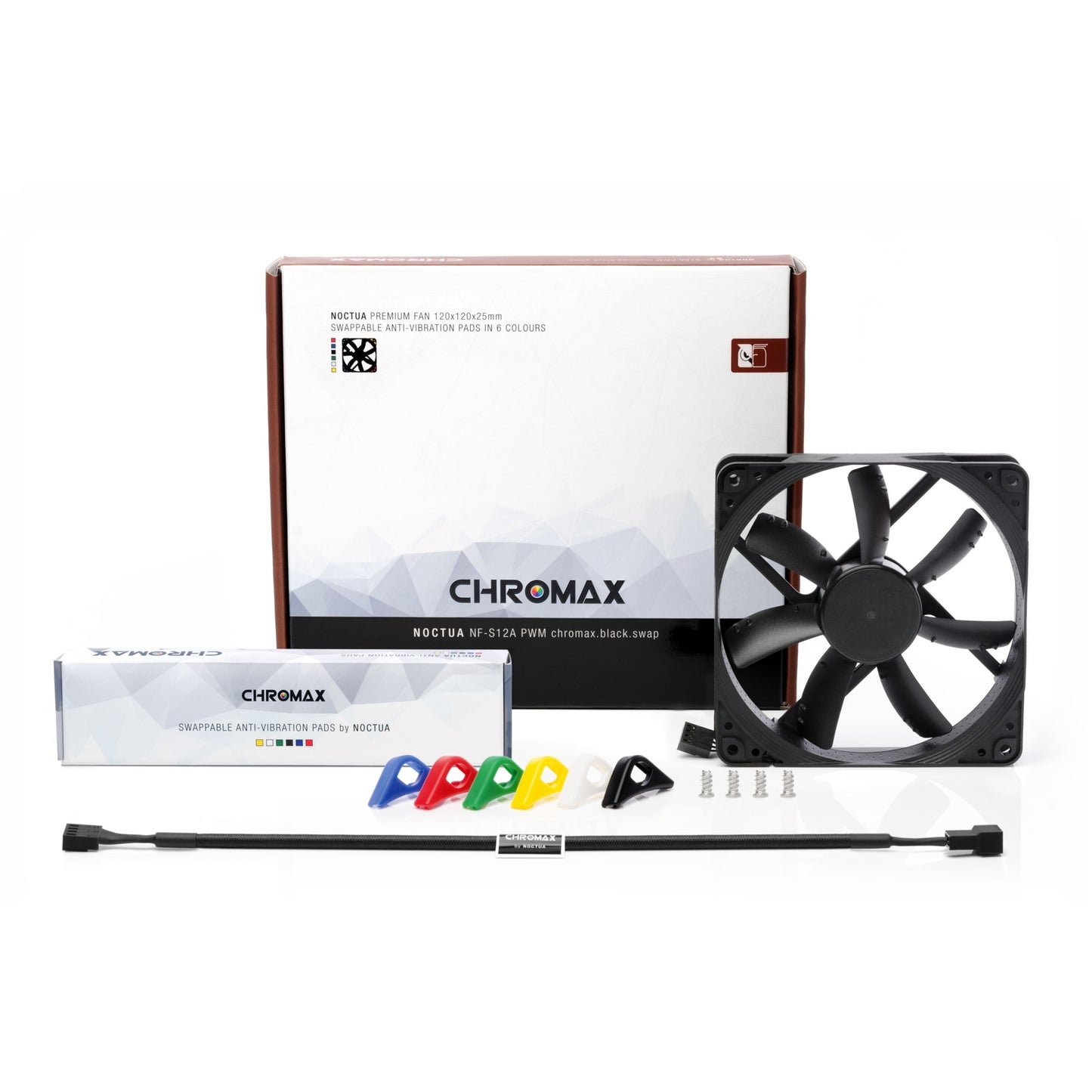 Noctua nf-s12a pwm chromax.black.swap case fan (zwart, 120 x 120 x 25 mm)