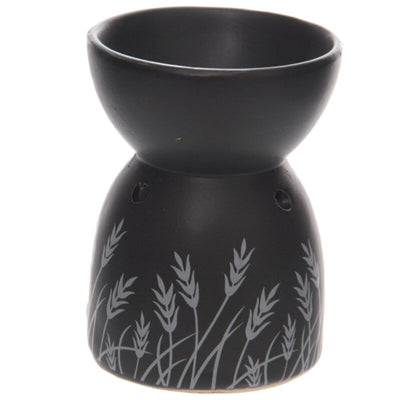 Zwart gras design keramiek olie- en wax geurbrander