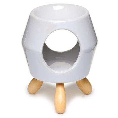 Abstracte witte keramiek geurbrander met voet