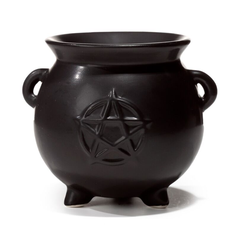 Heksenketel pentagram black keramiek geurbrander