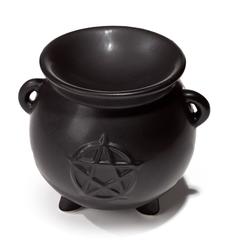 Heksenketel pentagram black keramiek geurbrander