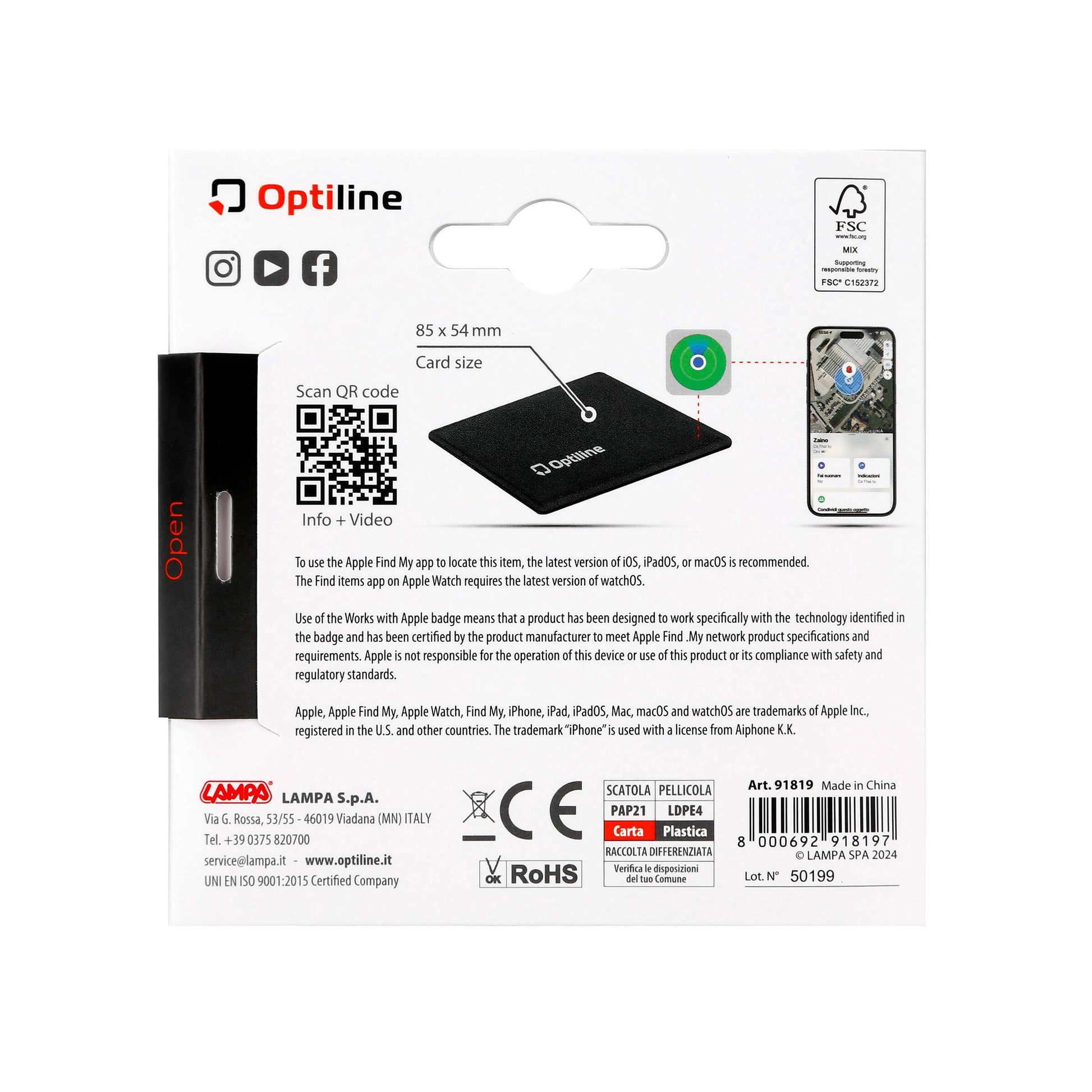 Optiline tracker flex, ultra-thin foldable adhesive locator