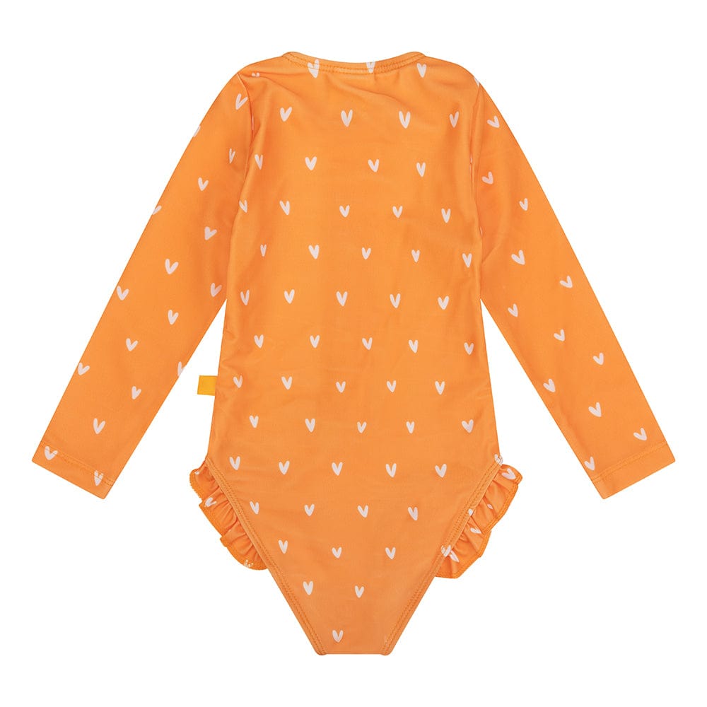 Orange kiss | oranje meisjes uv badpak met lange mouwen