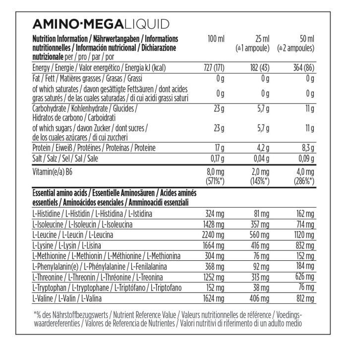 Powerbar black line amino mega liquid ampoule 25ml