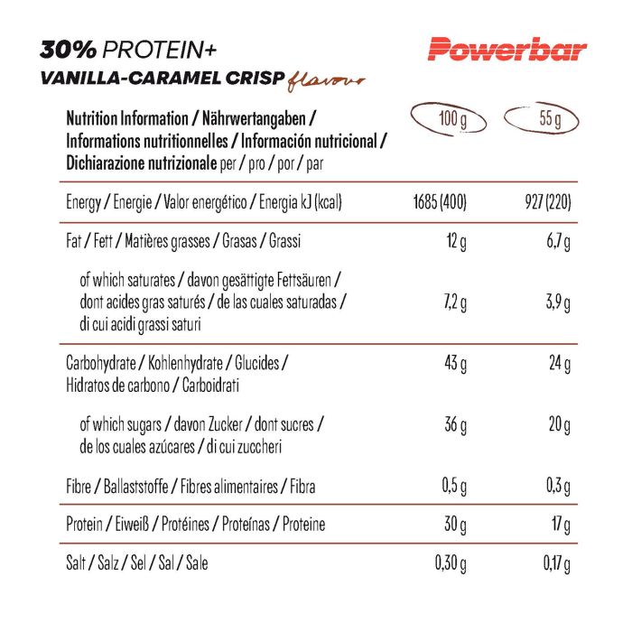 Powerbar 30% protein plus bar 55g