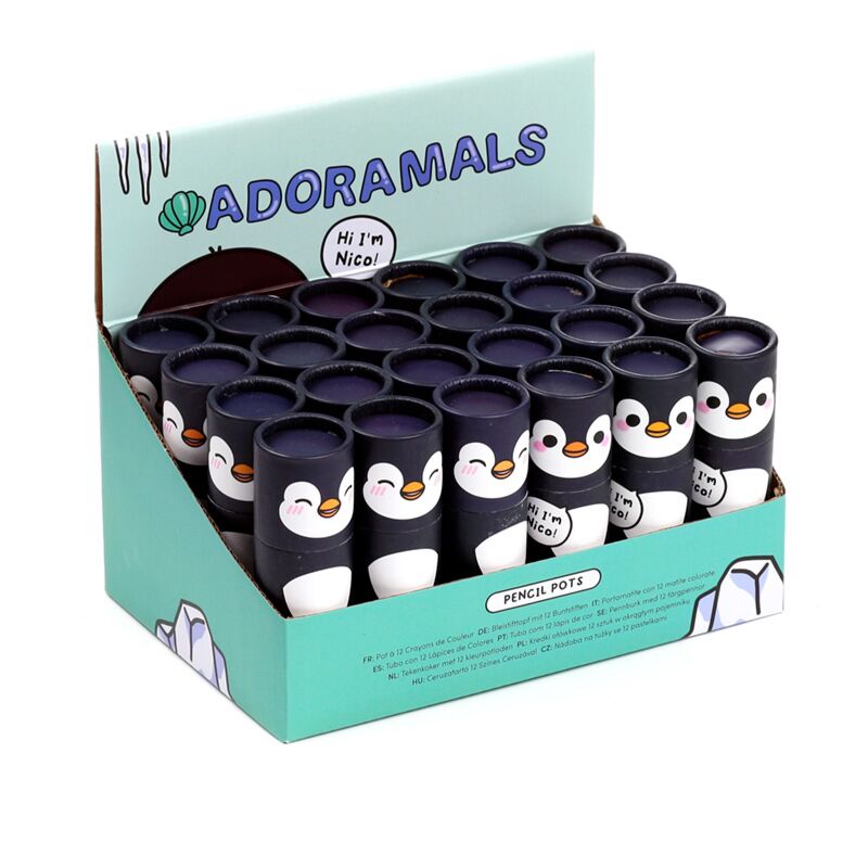 Adoramals pinguin tekenkoker 12 kleurpotloden