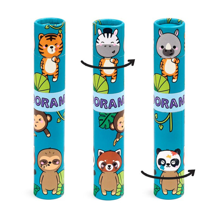 Adoramals wilde dieren large draaidop tekenkoker 12 kleurpotloden slijper