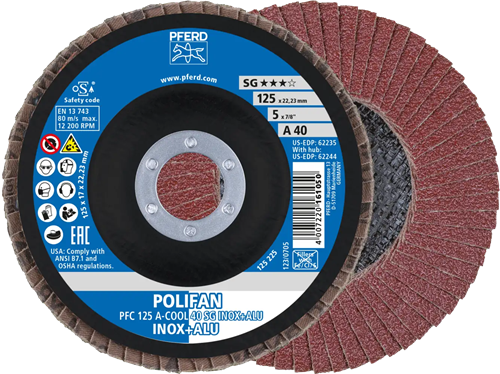 Pferd lamellenschijf 125mm a80 inox alu | 10 stuks