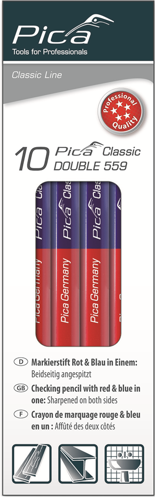 Pica 559 dubbel potlood rood blauw | 17,5cm | 10 stuks - pi559-10