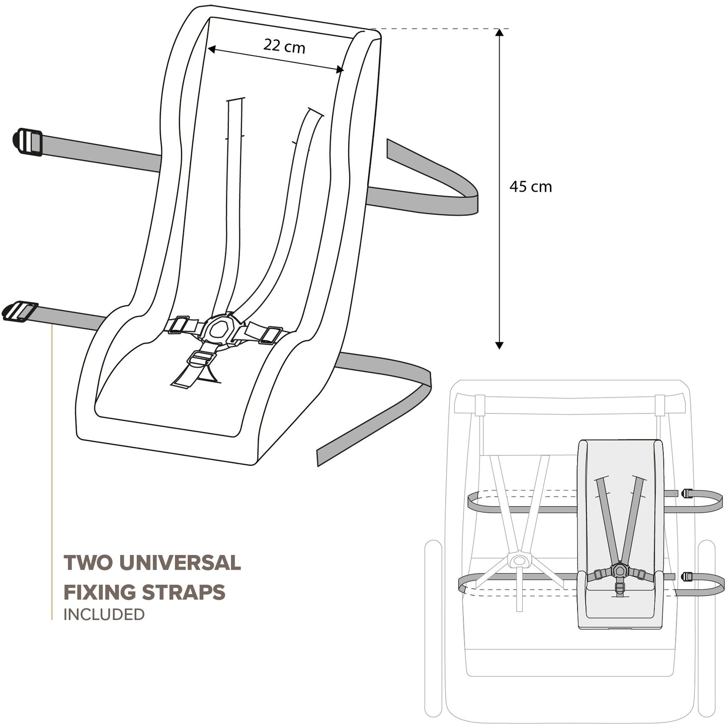 Polisport peuterschaal mini pelican 3-punts mesh zwart