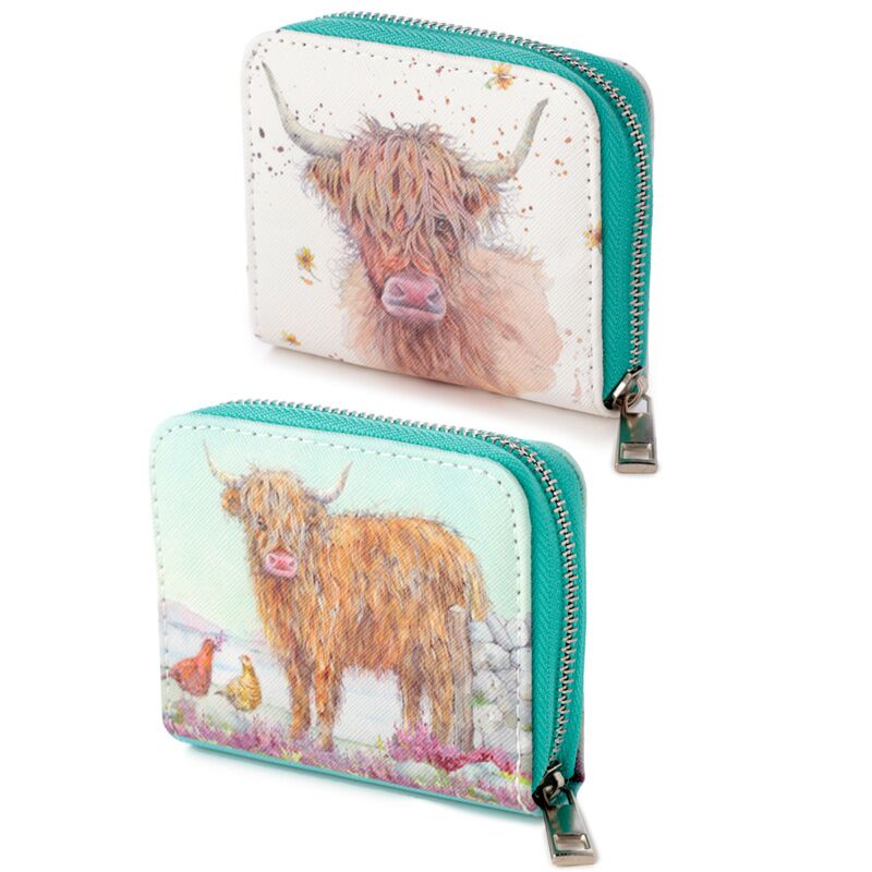Jan pashley highland coo koe rondrits portemonnee - small
