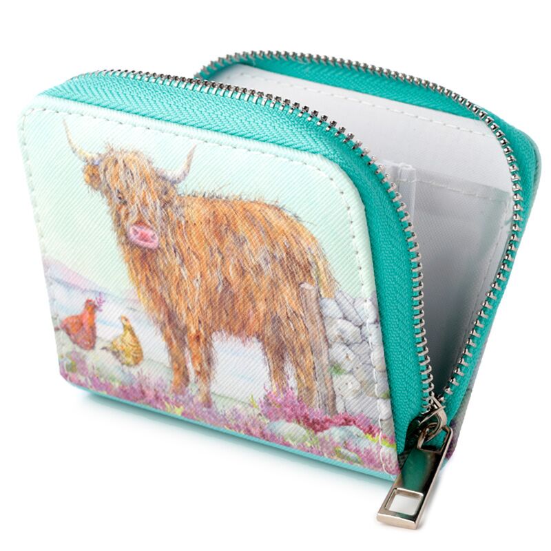 Jan pashley highland coo koe rondrits portemonnee - small