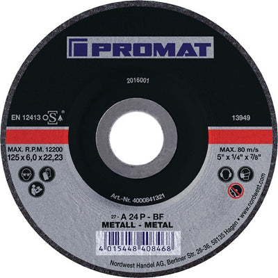 Promat tecwerk afbraamschijf | d125xs6mm | gebogen staal | gat 22,23 mm - 4000841321