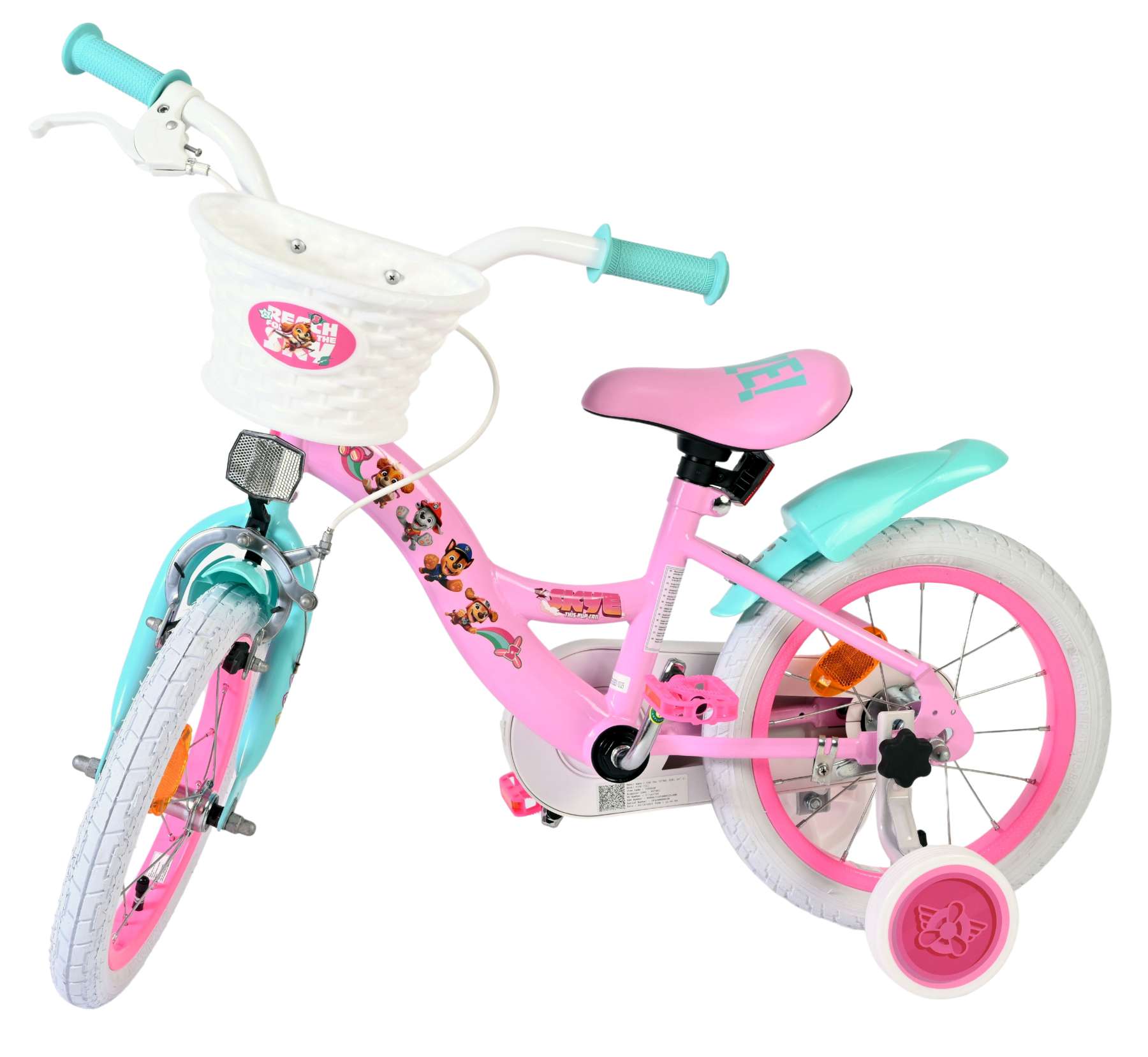 Volare paw patrol kinderfiets - meisjes - 14 inch - roze