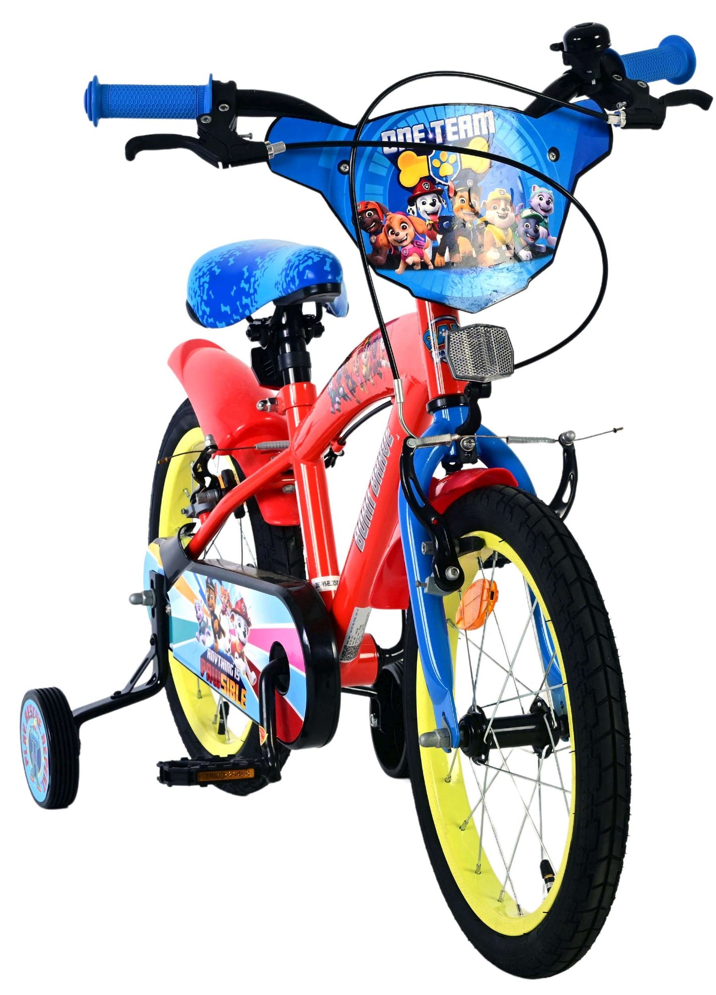 Paw patrol kinderfiets - jongens - 16 inch - rood - twee handremmen