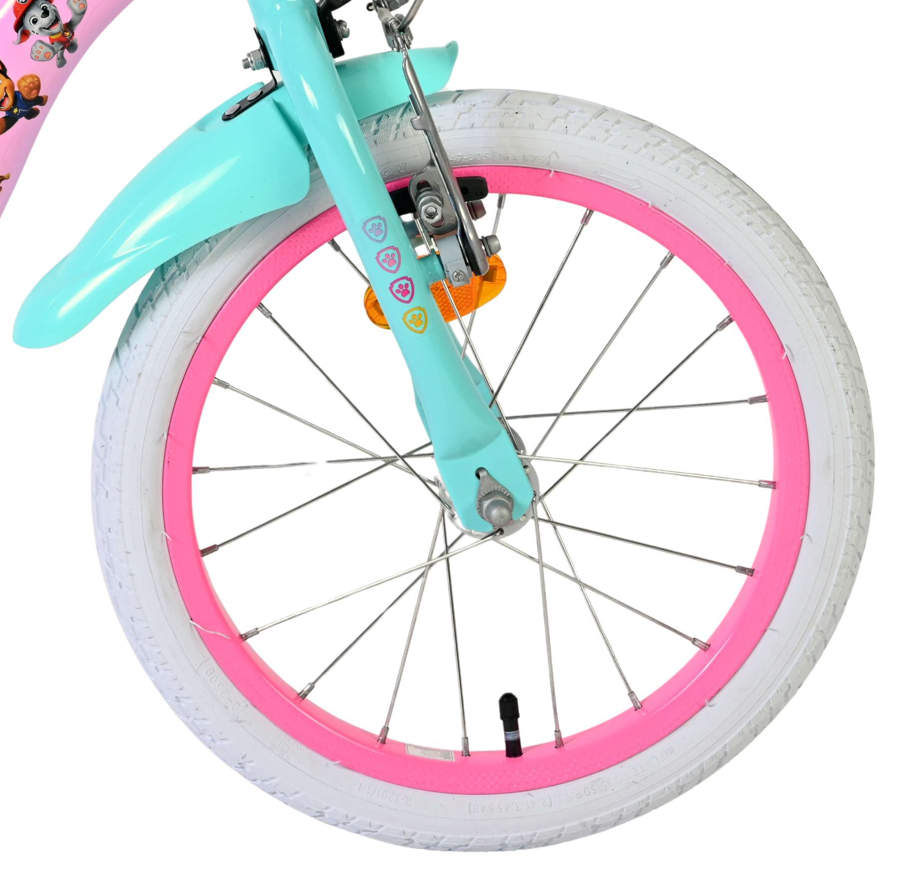 Paw patrol kinderfiets - meisjes - 16 inch - roze - twee handremmen