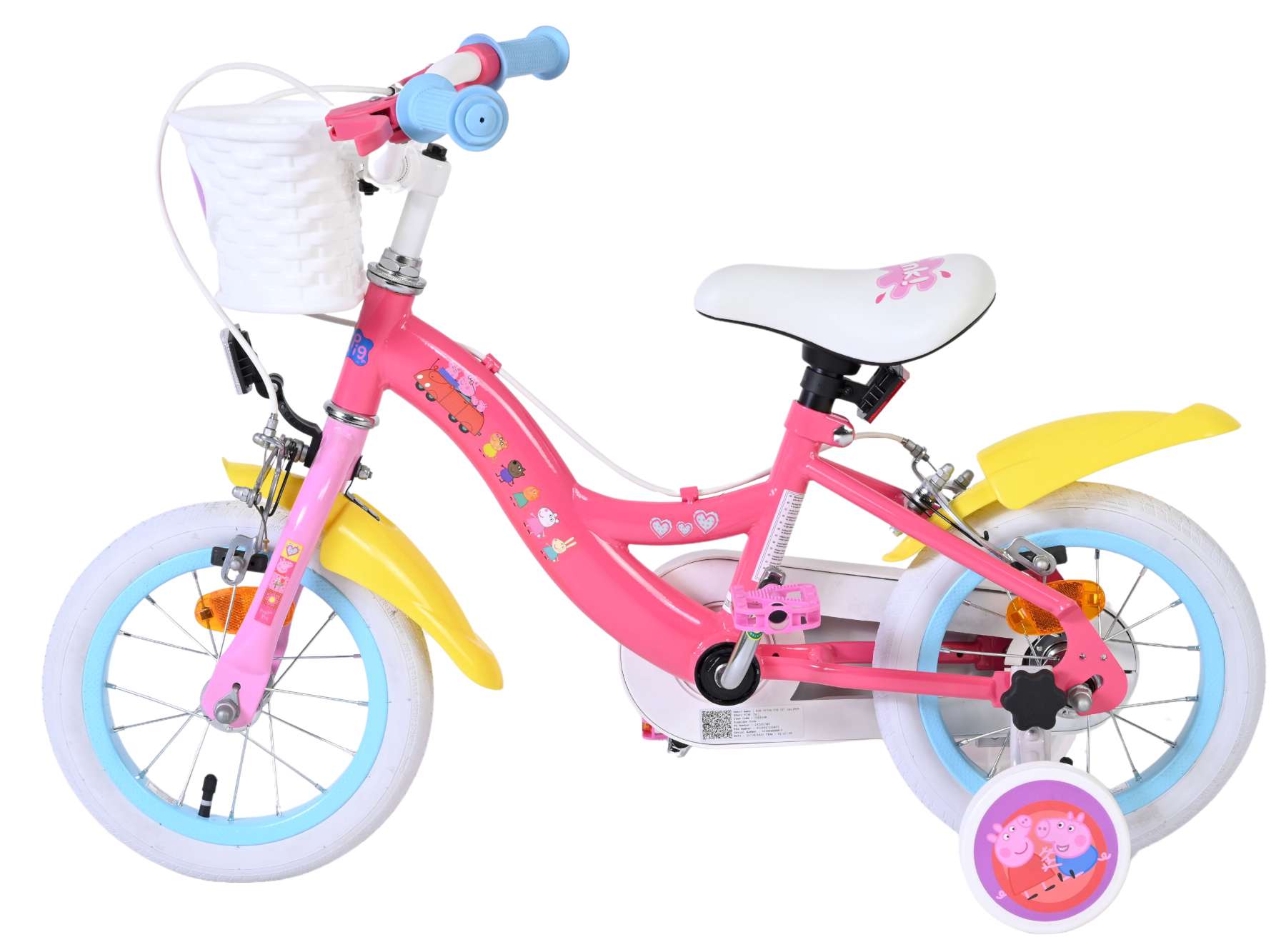 Volare peppa pig kinderfiets - meisjes - 12 inch - roze - twee handremmen