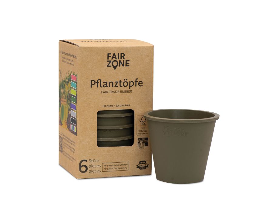 Fairzone plantenpotten - rubber - olive - 6 stuks