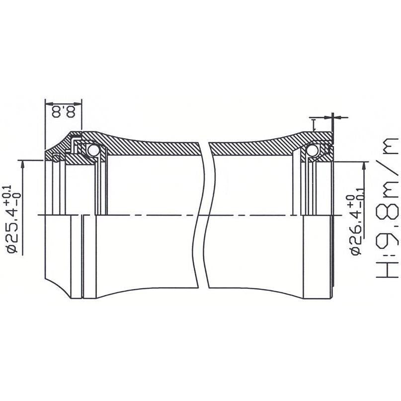 Tecora Balhoofdstel1 inch geinteg. 45x45 26.4 cartg.zwart