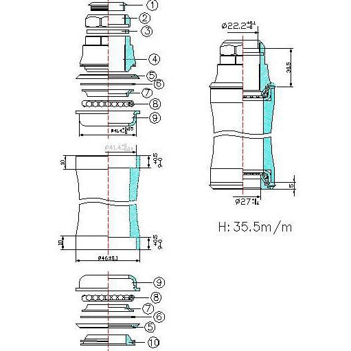 Tecora balhoofdstel verloop gazelle nm 22.2 41.4 27 semi gei