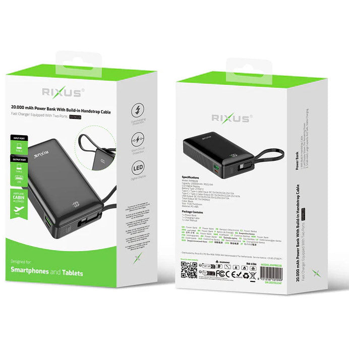 Olympic sportswear rixus powerbank rxpb02b 20.000mah li-ion usb-c zwart