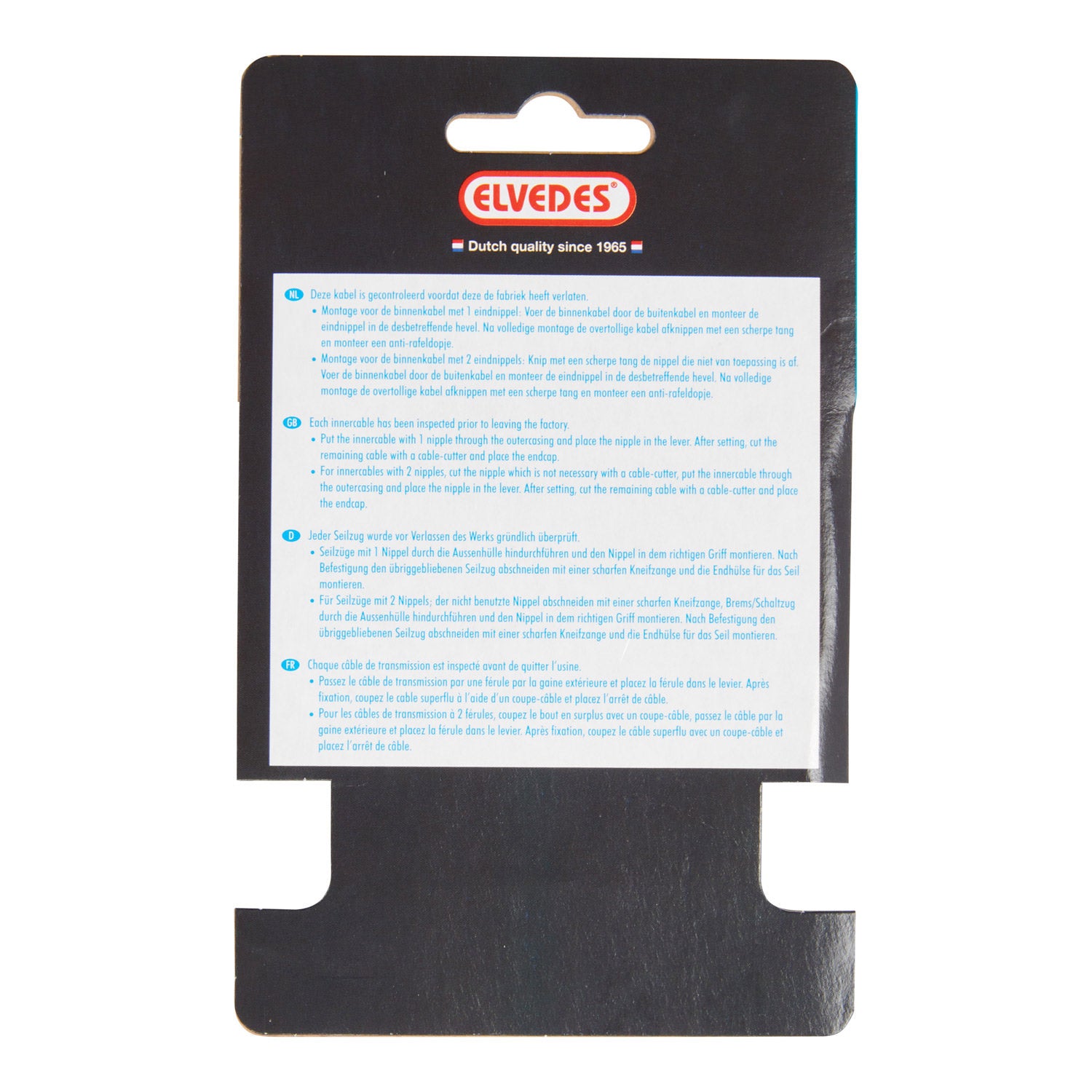 Elvedes rem binnenkabel 2 000 mm 1×19 draads rvs ø1,5mm met v-nippel ø5,5 × 10