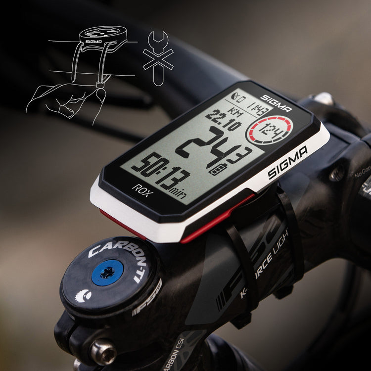 Sigma rox 4.0 gps zw wit standaard stuurhouder + usb-c oplaadkabel