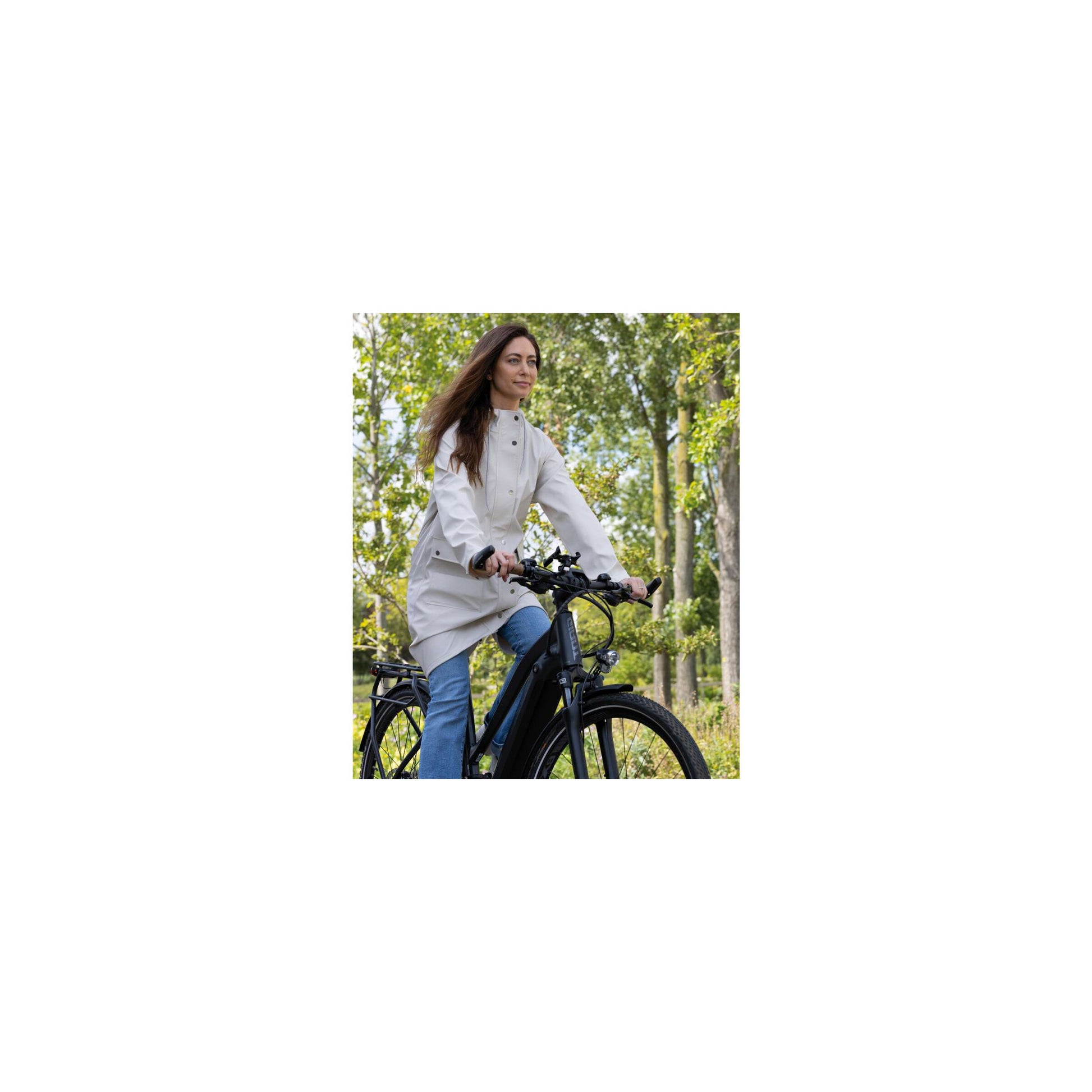Mirage regenjas rainfall trenchcoat - maat l - gemaakt van polyester soft touch - off white