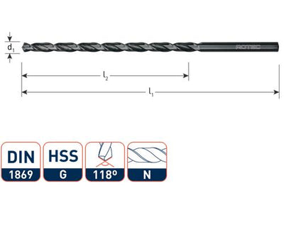 Rotec spiraalboor extra lang 5.0x195 135