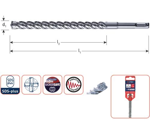 Rotec sds-boor 550 600 18mm 4-snijder