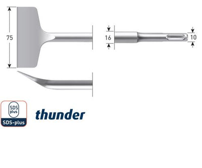 Rotec sds spadebeitel gebogen 75x165mm