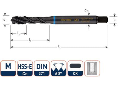 Rotec machinetap din371 m4 rvs blind