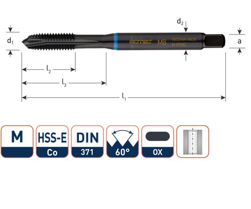 Rotec machinetap din371 m10 rvs blind