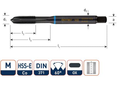 Rotec machinetap din371 m5 rvs