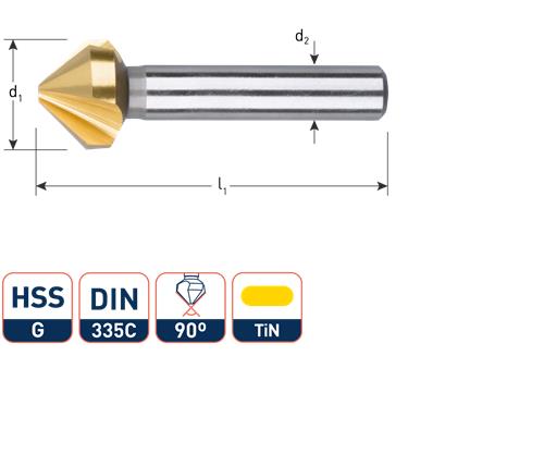 Rotec verzinkfrees 60gr. 3-snijder 10.0mm