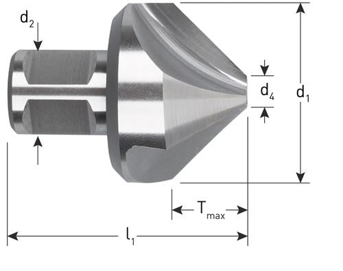 Rotec verzinkfrees 90° 55mm hss-e weldon