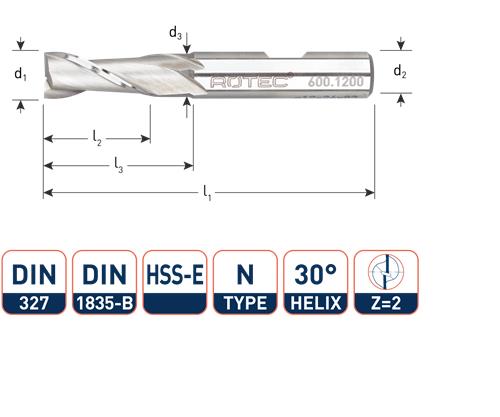 Rotec spiebaanfrees kort din327 10.0mm weldon (u)