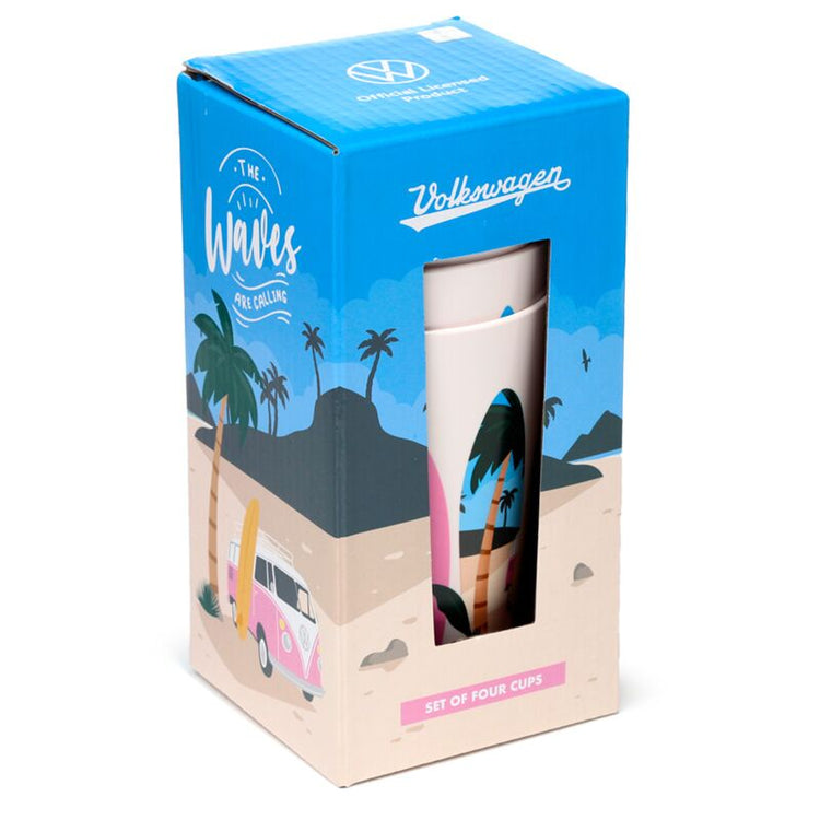 Vw t1 volkswagen busje waves set 4 rpet duurzame picknick bekers 450ml