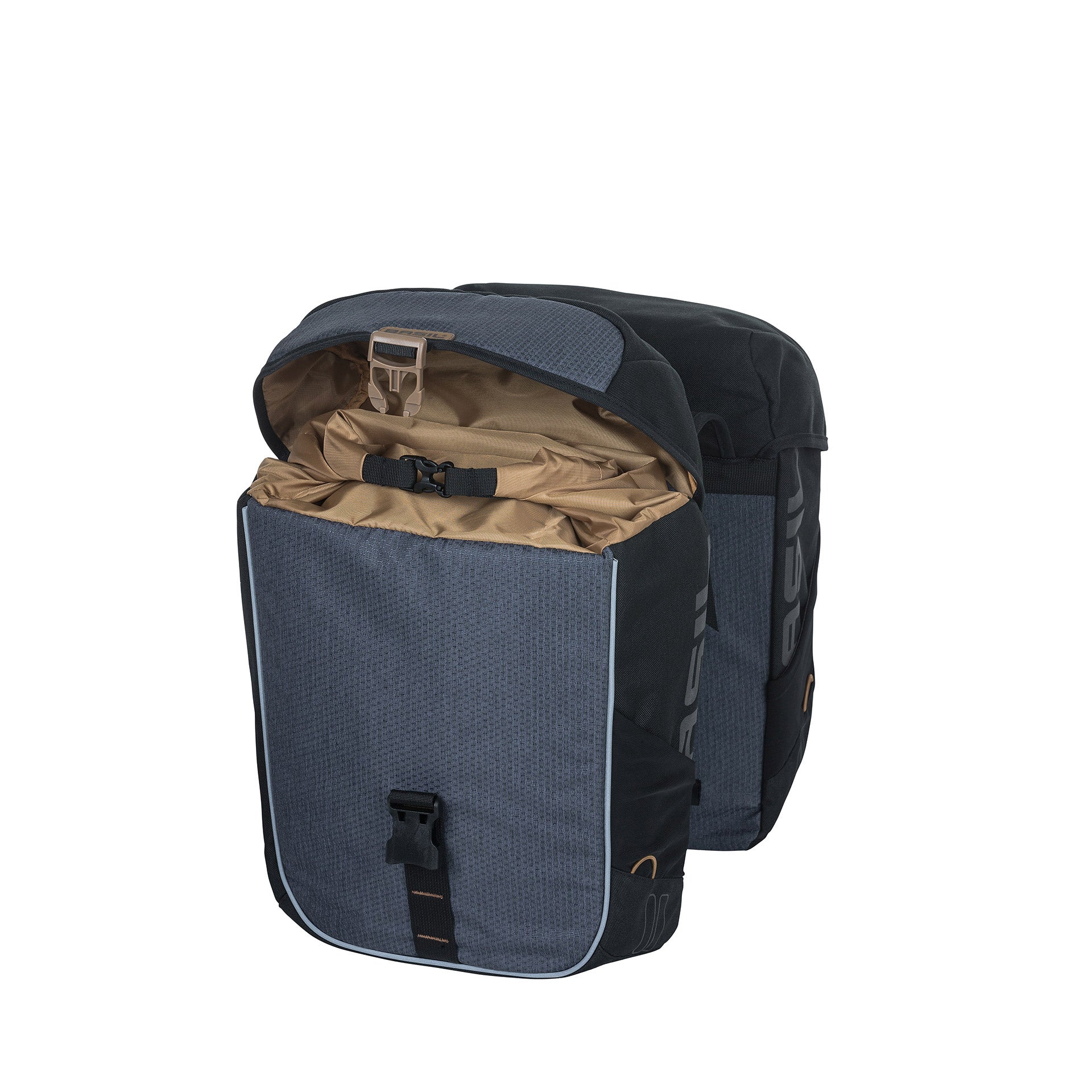Basil Miles Dubbele Fietstas, waterdicht, Universal Bridge systeem, 34L, zwart antraciet