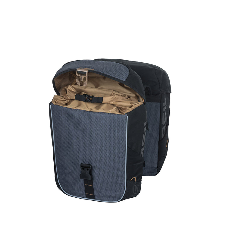 Basil Miles Dubbele Fietstas, waterdicht, Universal Bridge systeem, 34L, zwart antraciet