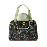 Basil Wanderlust Carry All Bag - zwarte fietshandtas met kleurrijke vogelprint - afbeelding 3