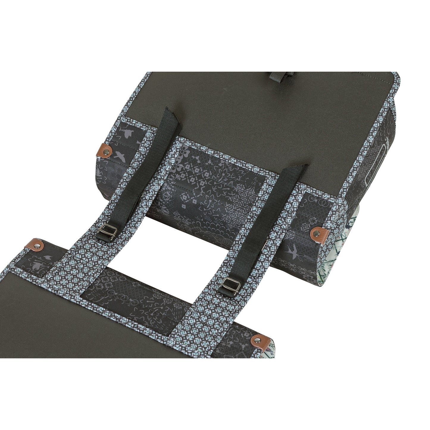 Basil Bohème Dubbele Fietstas - Zwart - 35L - Waterafstotend - Kunstleren Details